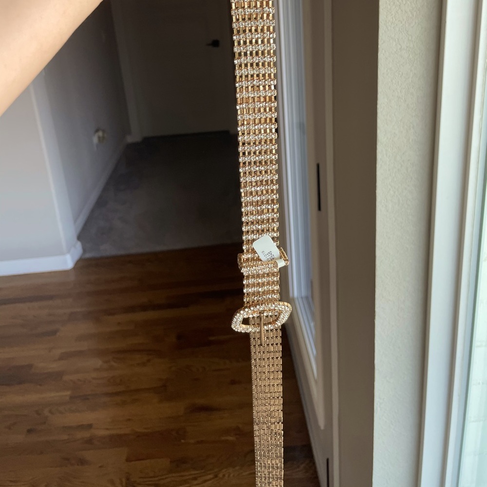 Long Gold bedazzled belt from Boutique